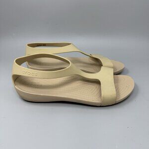 Crocs Serena Sandal Shoes Womens Size 9 Beige Comfort Lightweight Slip On 205469